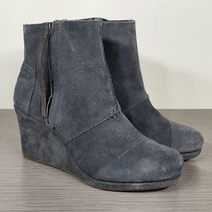 TOMS Desert Suede Wedge Bootie, Dark Gray Size 9.5